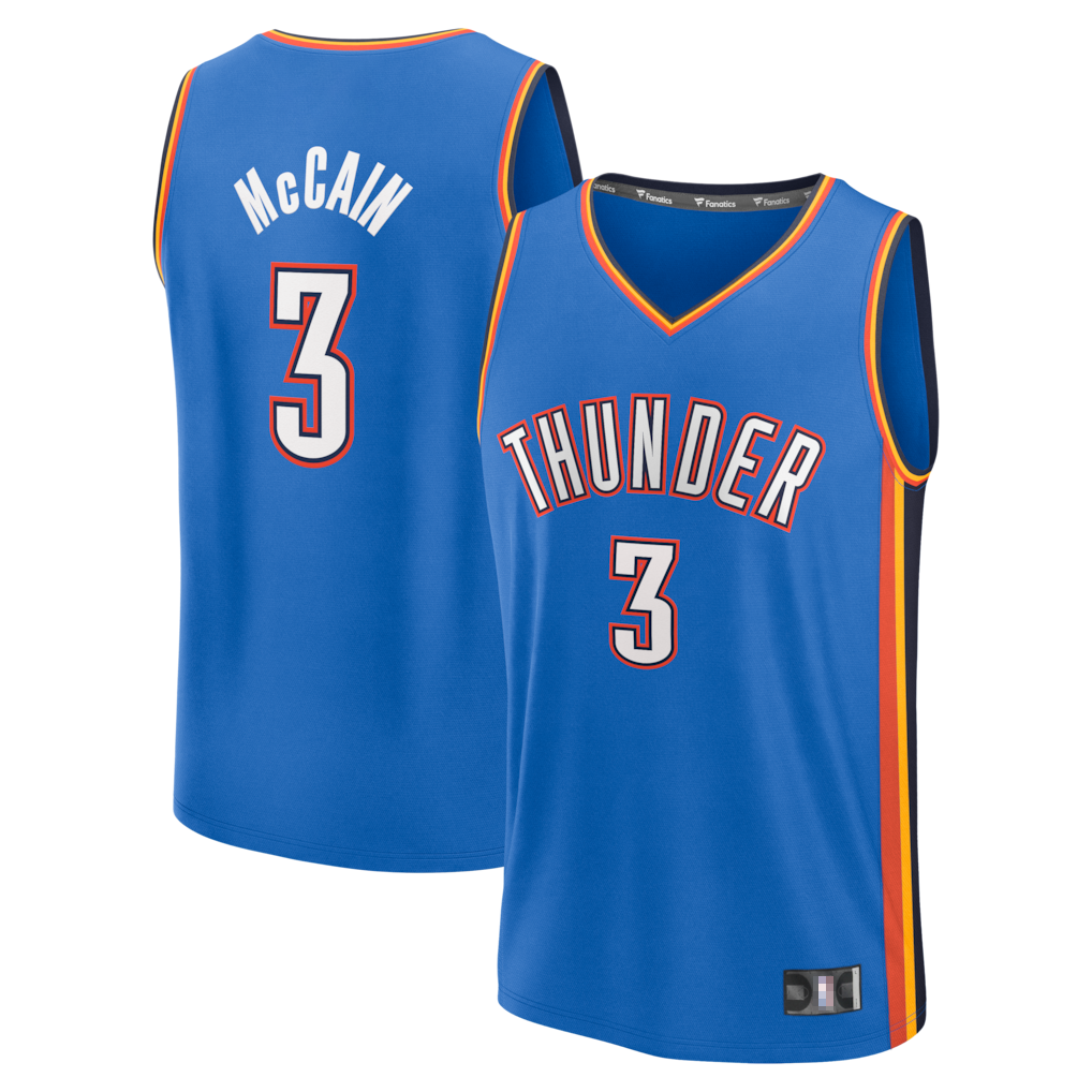 Pouc OC.Thunder #3 Jared McCain Blue Fast Break Replica Stitched Jerseys - Icon Edition
