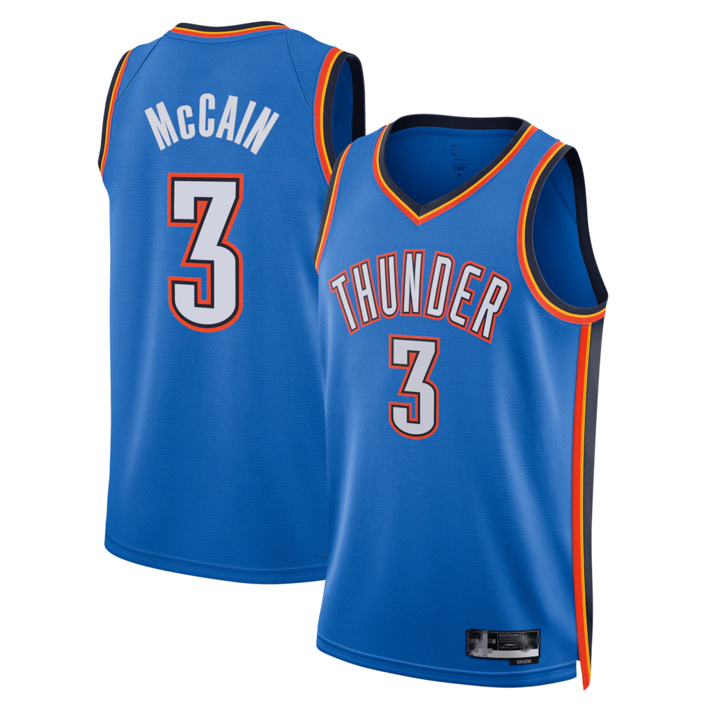 Pouc OC.Thunder #3 Jared McCain Blue Swingman Stitched Jerseys- Icon Edition