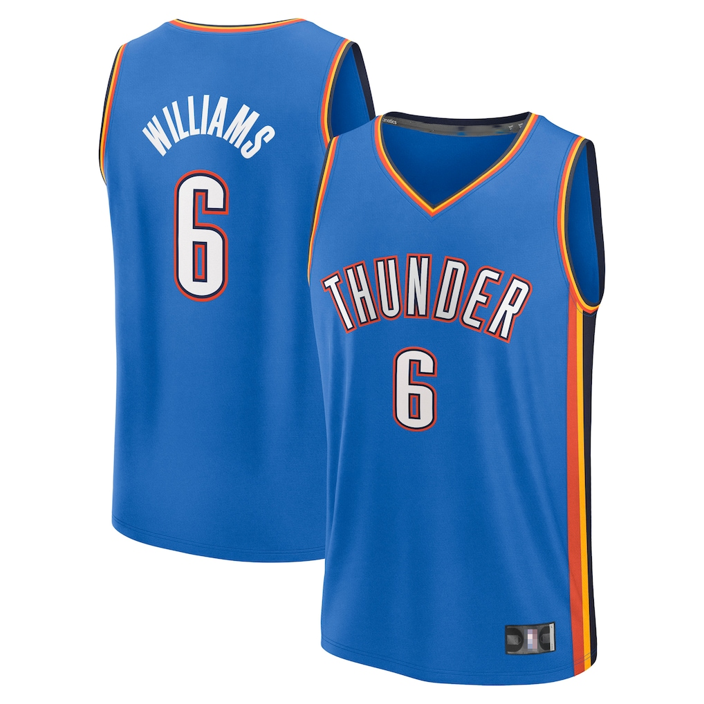 Pouc OC.Thunder #6 Jaylin Williams Blue Fast Break Replica Player Stitched Jerseys - Icon Edition