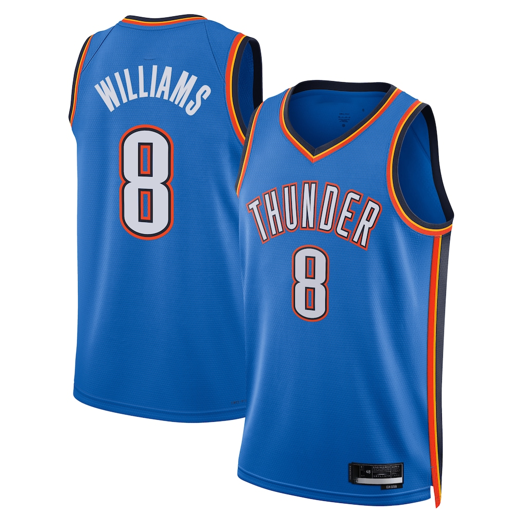 Pouc OC.Thunder #8 Jalen Williams Blue Swingman Replica Stitched Jerseys - Icon Edition