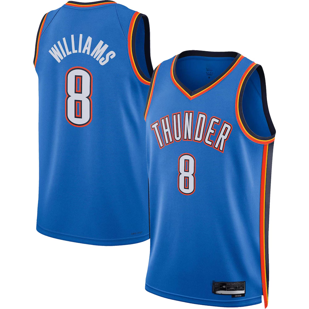 Pouc OC.Thunder #8 Jalen Williams Blue Swingman Stitched Jerseys - Icon Edition