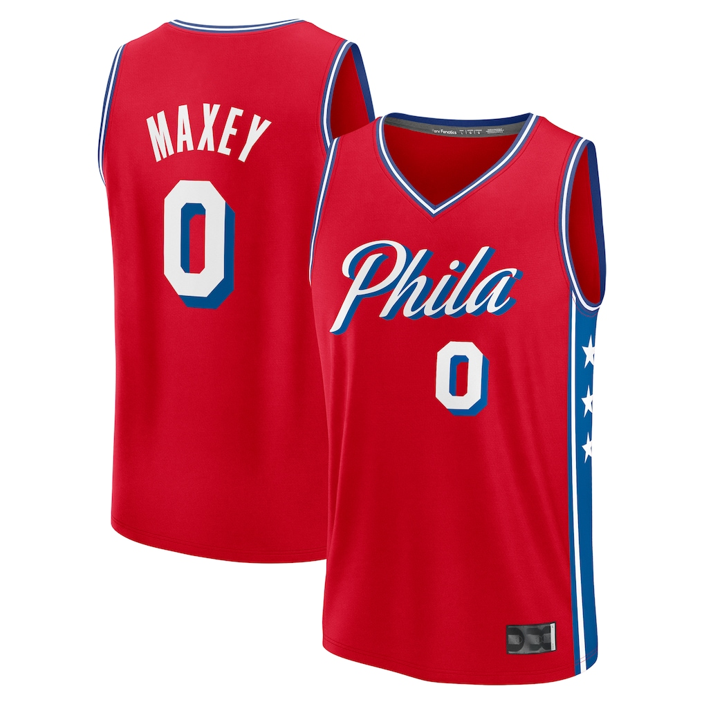 Pouc P.76ers #0 Tyrese Maxey Jordan Brand Red Swingman Jerseys - Statement Edition
