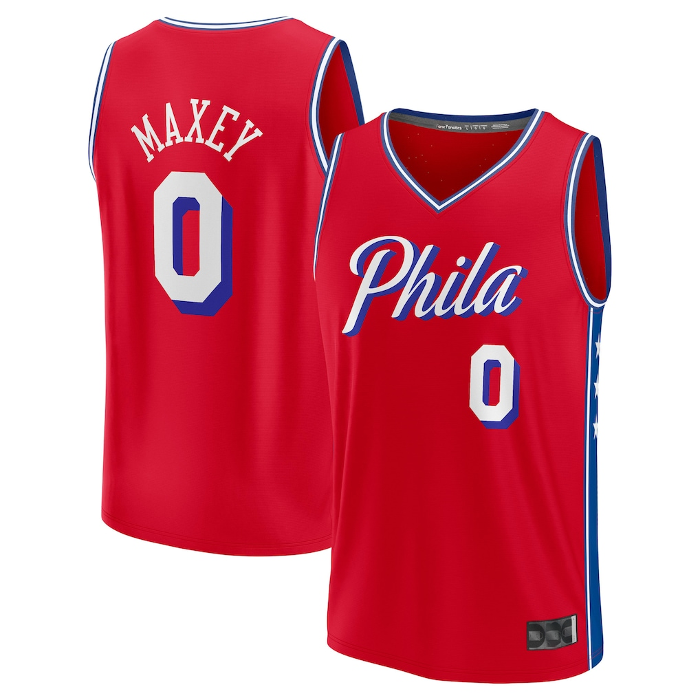 Pouc P.76ers #0 Tyrese Maxey  Red Fast Break Replica Player Jerseys - Statement Edition