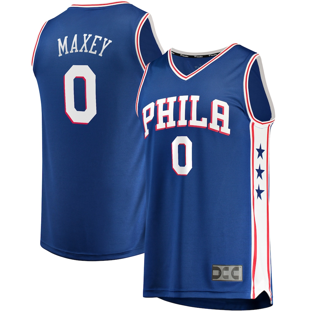Pouc P.76ers #0 Tyrese Maxey  Royal Fast Break Replica Jerseys - Icon Edition