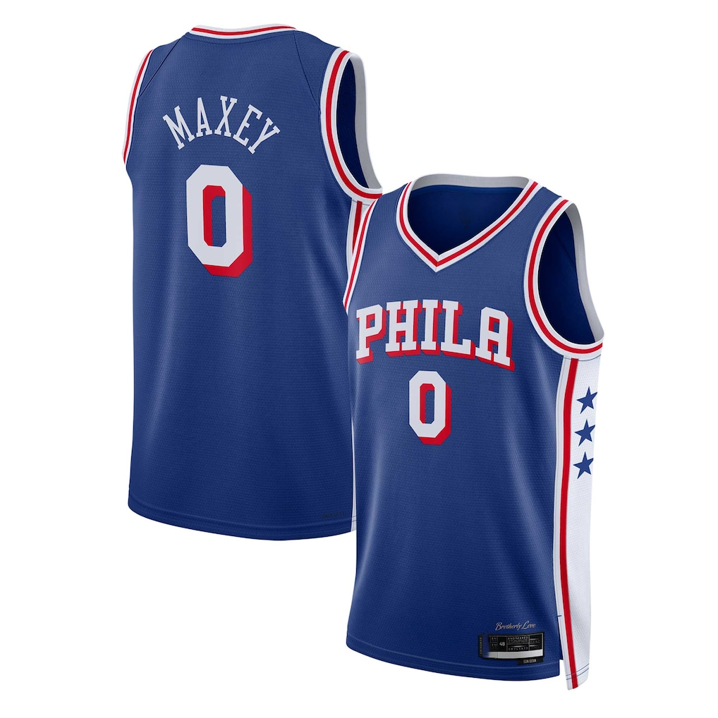 Pouc P.76ers #0 Tyrese Maxey Royal Swingman Jerseys - Icon Edition