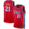 Pouc P.76ers #21 Joel Embiid Jordan Brand Red Swingman Jerseys - Statement Edition