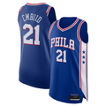 Pouc P.76ers #21 Joel Embiid Royal Authentic Jerseys - Icon Edition