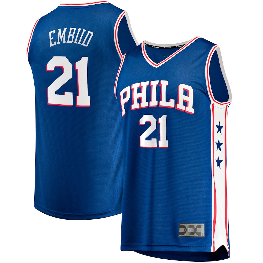 Pouc P.76ers #21 Joel Embiid  Royal Big & Tall Fast Break Player Jerseys - Icon Edition