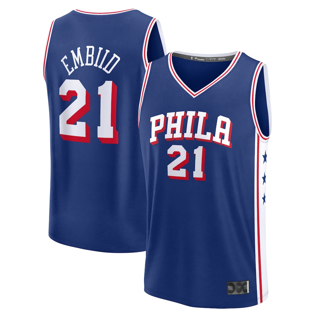 Pouc P.76ers #21 Joel Embiid Royal Fast Break Replica Jerseys - Icon Edition