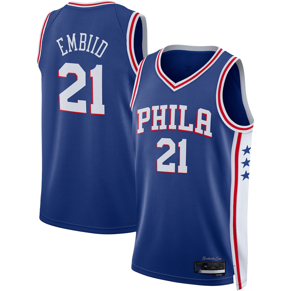 Pouc P.76ers #21 Joel Embiid Royal Swingman Jerseys - Icon Edition