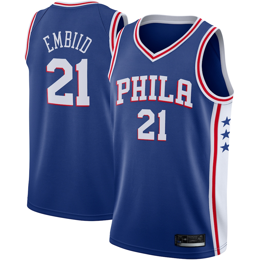 Pouc P.76ers #21 Joel Embiid Royal Swingman Jerseys - Icon Edition