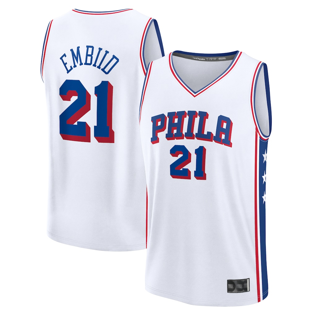 Pouc P.76ers #21 Joel Embiid White Fast Break Replica Player Jerseys - Association Edition