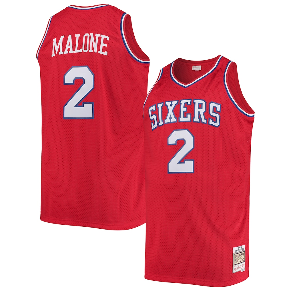 Pouc P.76ers #2 Moses Malone Mitchell & Ness Red 1982-83 Big & Tall Hardwood Classics Swingman Jerseys