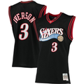 Pouc P.76ers #3 Allen Iverson Mitchell & Ness Black 200001 Big & Tall Hardwood Classics Swingman Jerseys