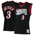 Pouc P.76ers #3 Allen Iverson Mitchell & Ness Black 2000-01 Hardwood Classics Swingman Jerseys