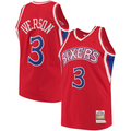 Pouc P.76ers #3 Allen Iverson Mitchell & Ness Red 199697 Hardwood Classics Authentic Jerseys