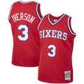 Pouc P.76ers #3 Allen Iverson Mitchell & Ness Red 2002-03 Hardwood Classics Swingman Jerseys