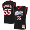 Pouc P.76ers #55 Dikembe Mutombo Mitchell & Ness Black Hardwood Classics Swingman Jerseys