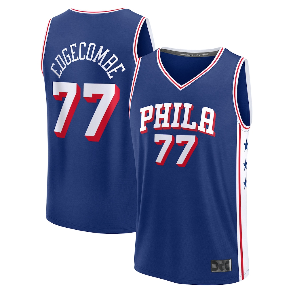 Pouc P.76ers #77 V. J. Edgecombe Royal 2025 Draft First Round Pick Fast Break Replica Jerseys - Icon Edition