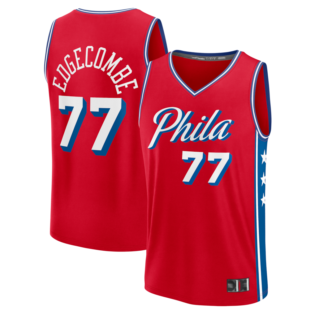 Pouc P.76ers #77 VJ Edgecombe Red Fast Break Replica Player Jerseys - Statement Edition