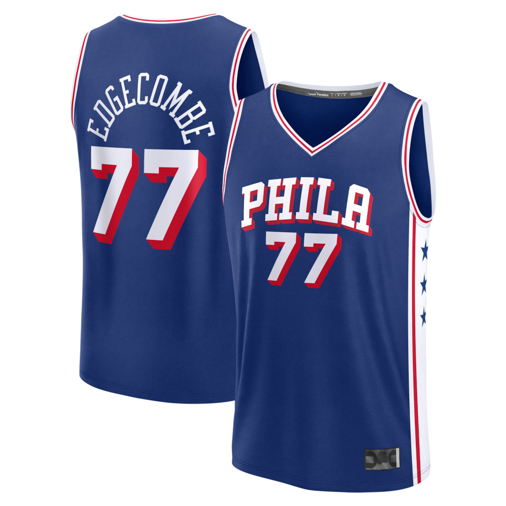 Pouc P.76ers #77 VJ Edgecombe  Royal Fast Break Jerseys - Icon Edition