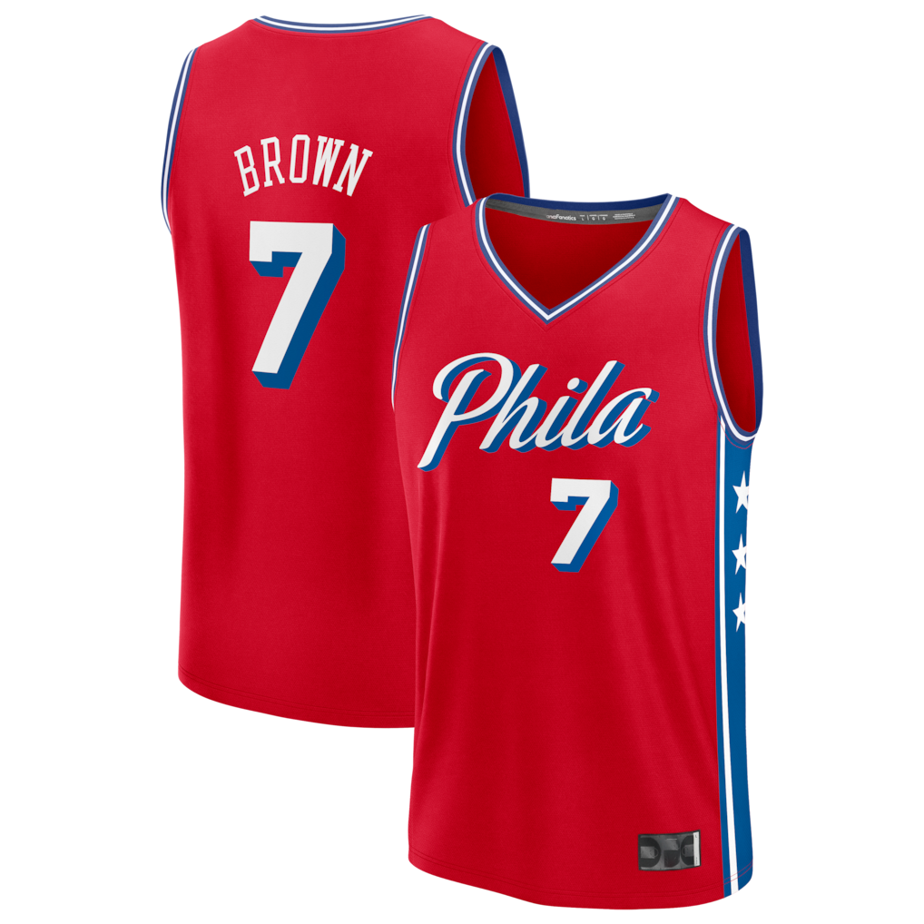 Pouc P.76ers #7 Jaylen Brown Red Fast Break Jerseys - Statement Edition