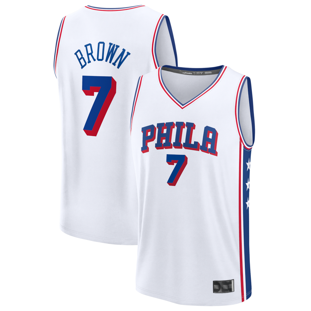 Pouc P.76ers #7 Jaylen Brown White Fast Break Jerseys - Association Edition