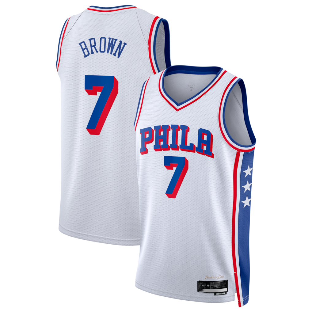 Pouc P.76ers #7 White Swingman Jerseys - Association Edition