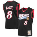 Pouc P.76ers #8 Aaron McKie Mitchell & Ness Black Hardwood Classics Swingman Jerseys