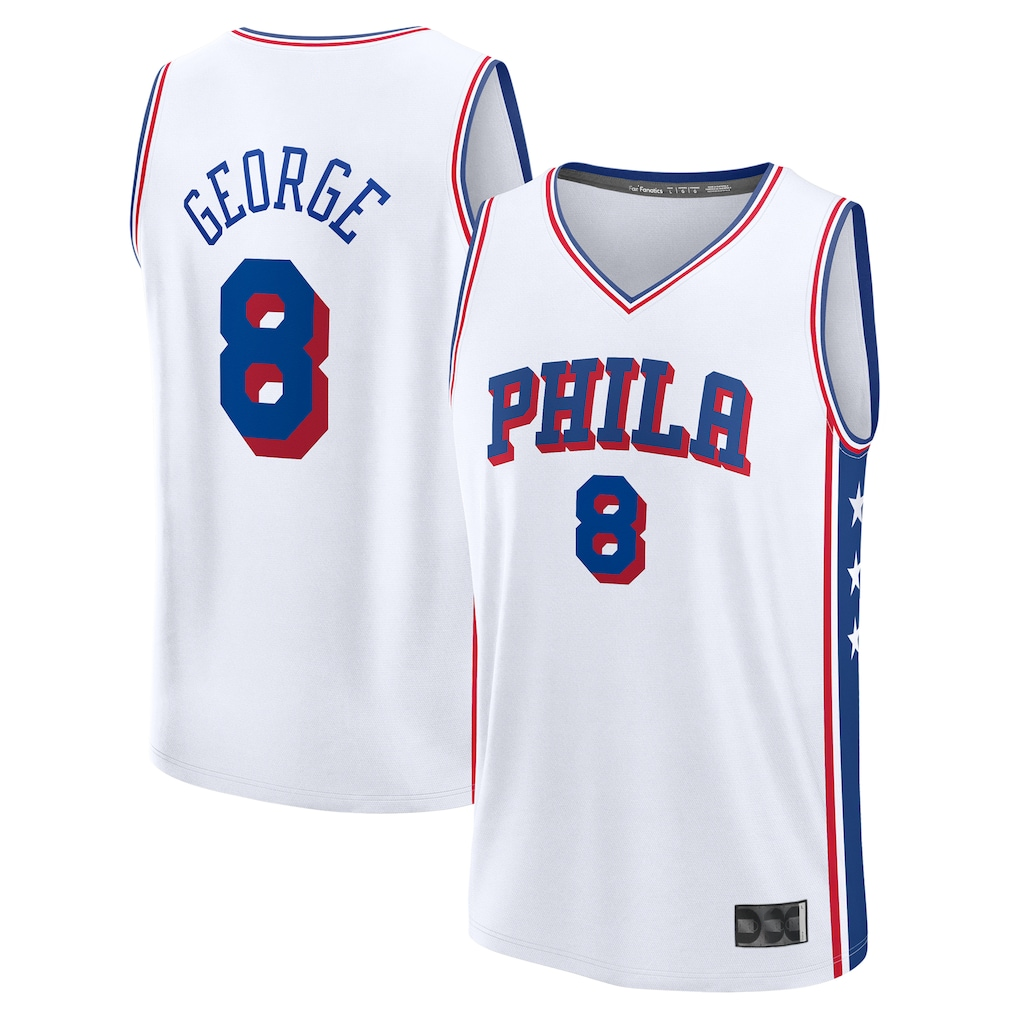 Pouc P.76ers #8 Paul George White Fast Break Replica Player Jerseys