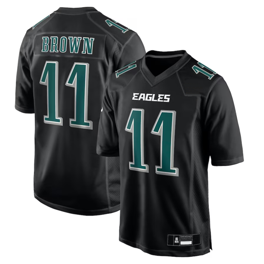 Pouc P.Eagles #11 A.J. Brown Player Black Fashion Game Stitched Jerseys