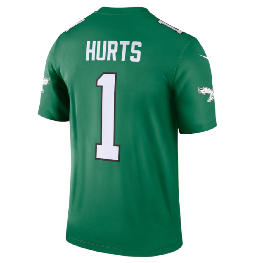 Pouc P.Eagles #1 Jalen Hurts Green Alternate Legend Player Stitched American Stitched Jersey