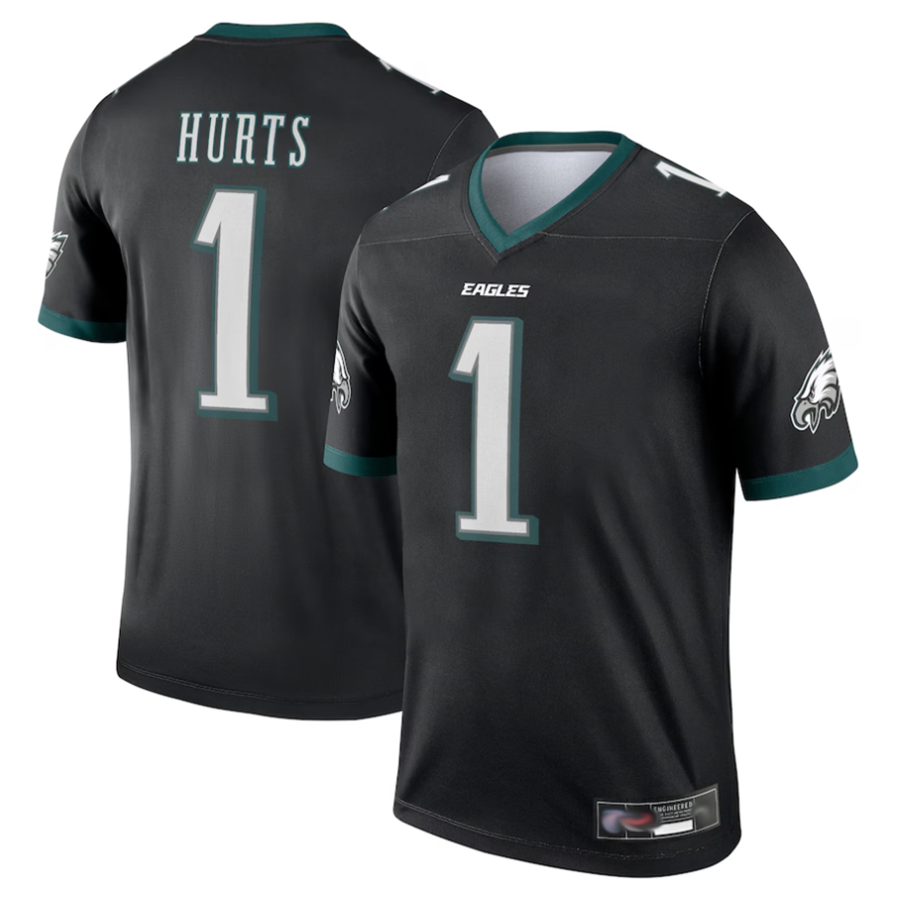 Pouc P.Eagles #1 Jalen Hurts Player Black Legend Stitched Jerseys