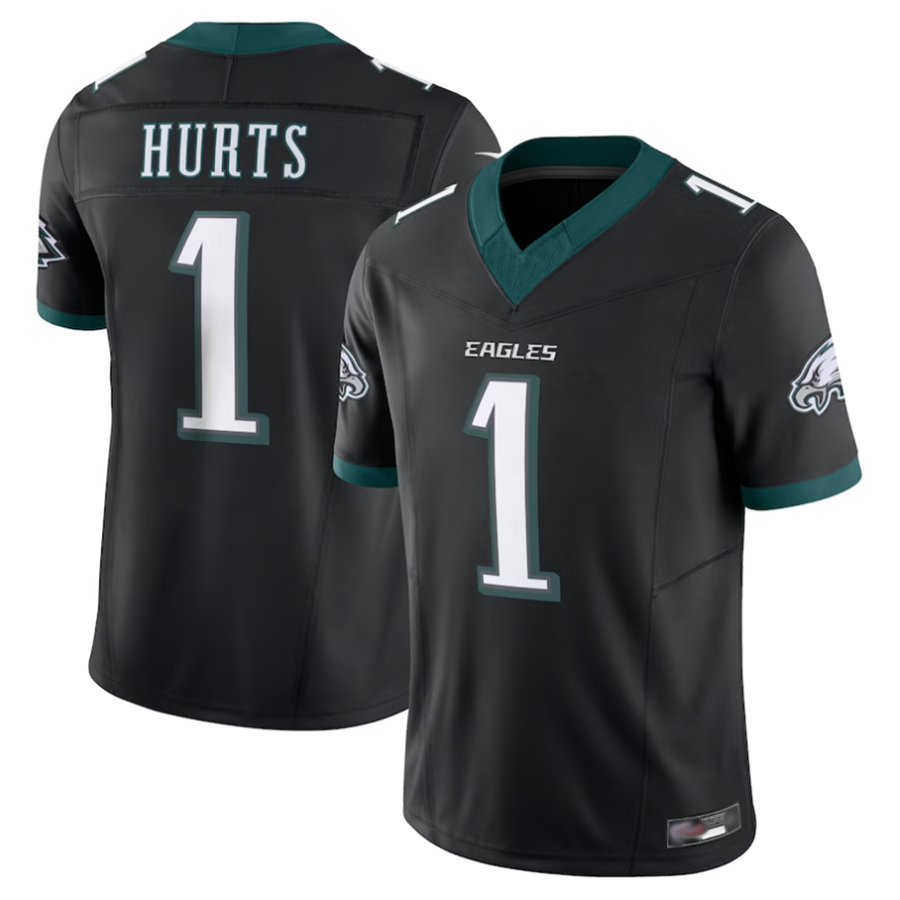 Pouc P.Eagles #1 Jalen Hurts Player Black Vapor F.U.S.E. Limited Stitched Jerseys