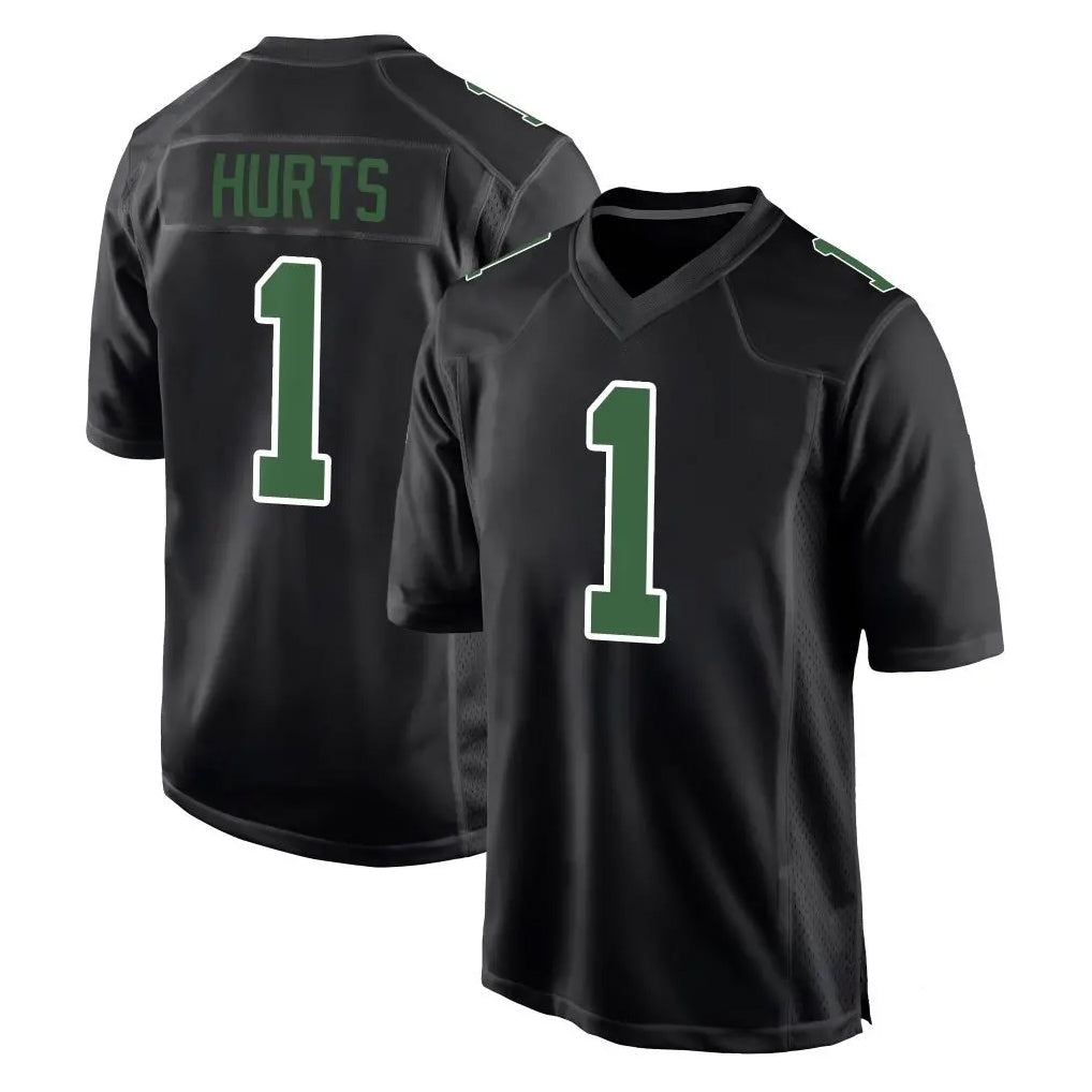 Pouc P.Eagles #1 Jalen Hurts Player Carbon Green Fashion Home Game Stitched Jerseys