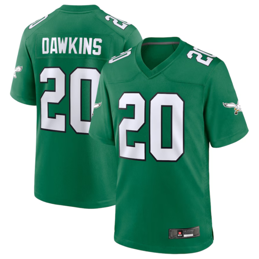 Pouc P.Eagles #20 Brian Dawkins Green Alternate Retired Player Game Stitched American Stitched Jerseys
