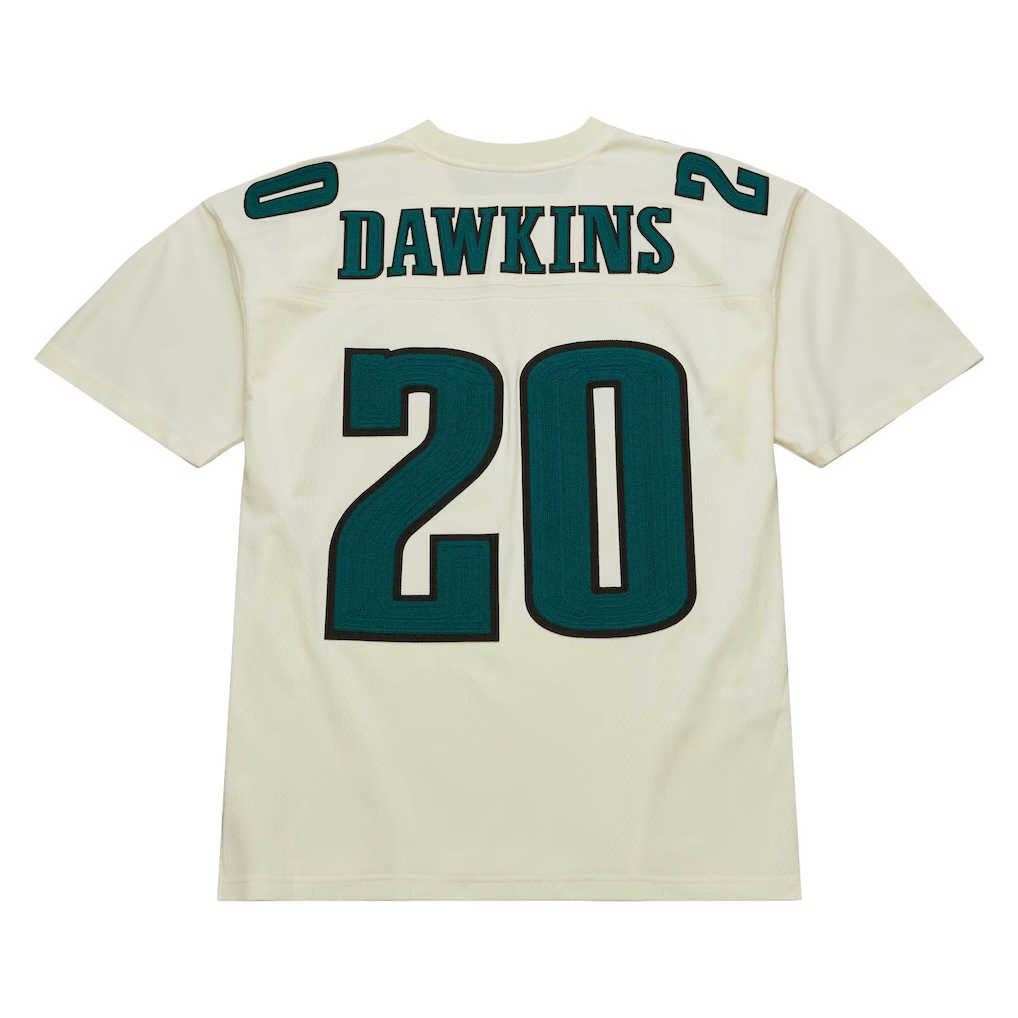 Pouc P.Eagles #20 Brian Dawkins Mitchell & Ness Cream Chainstitch Legacy Jersey