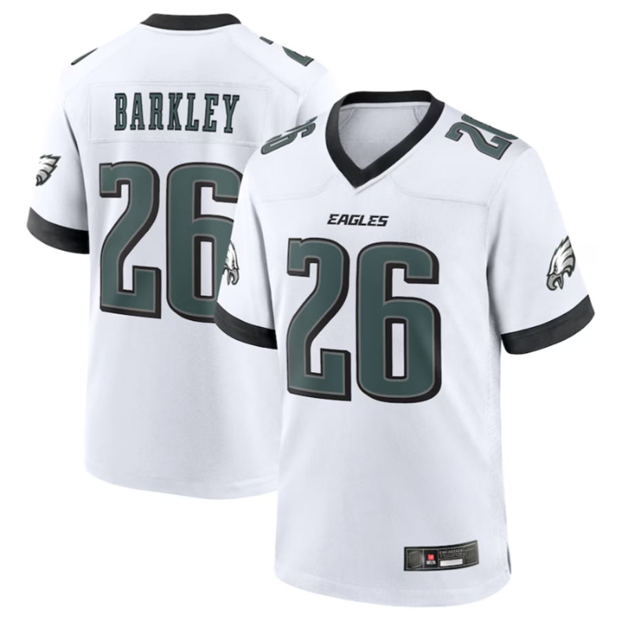 Pouc P.Eagles #26 Saquon Barkley Midnight White Game Player Stitched American Stitched Jerseys