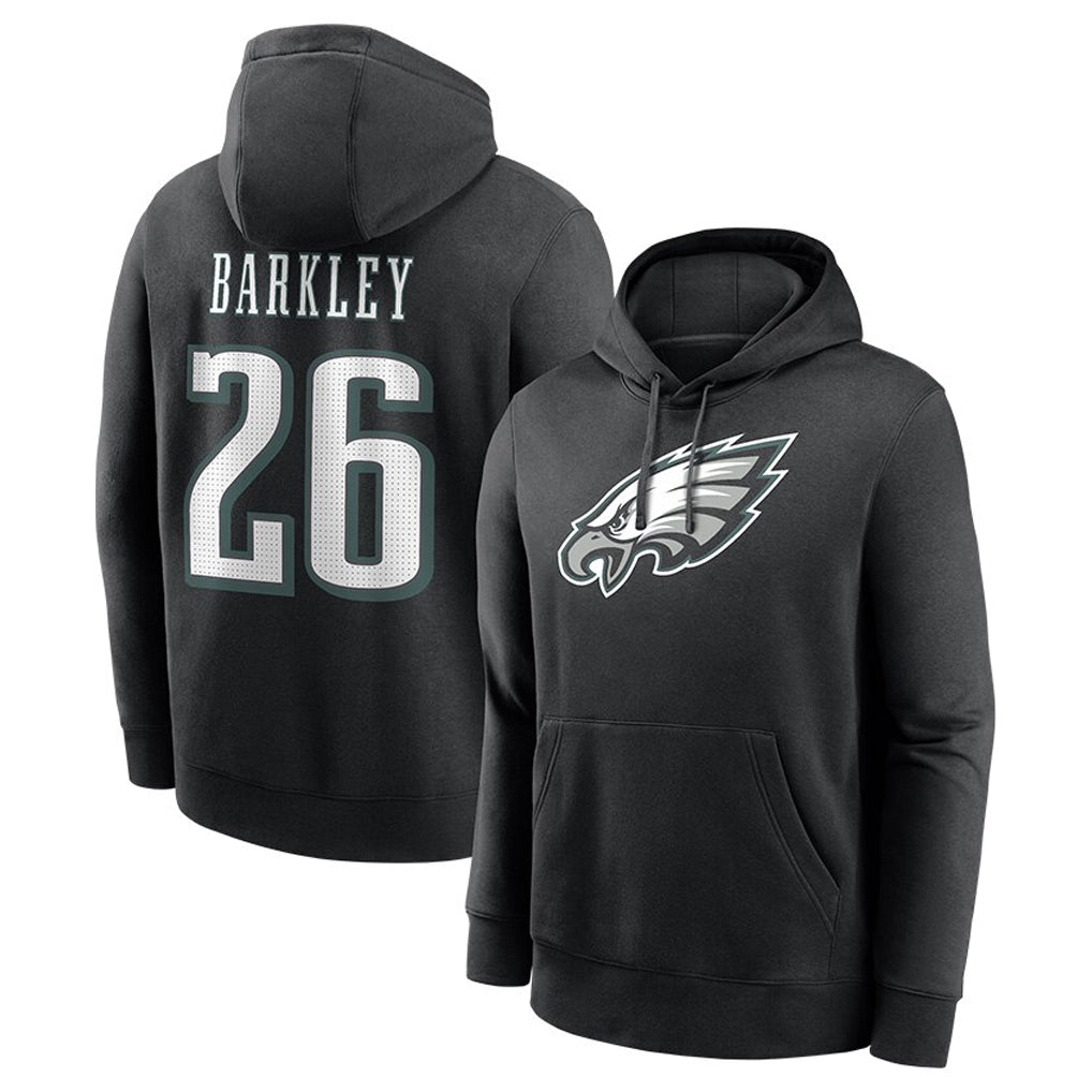 Pouc P.Eagles #26 Saquon Barkley Player Black Pullover Hoodies Home Game Stitched Jerseys