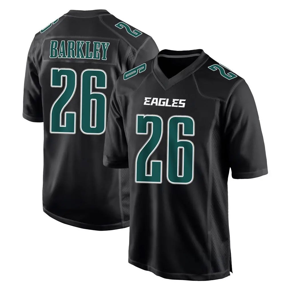 Pouc P.Eagles #26 Saquon Barkley Player Carbon Black Fashion Home Game Stitched Jerseys