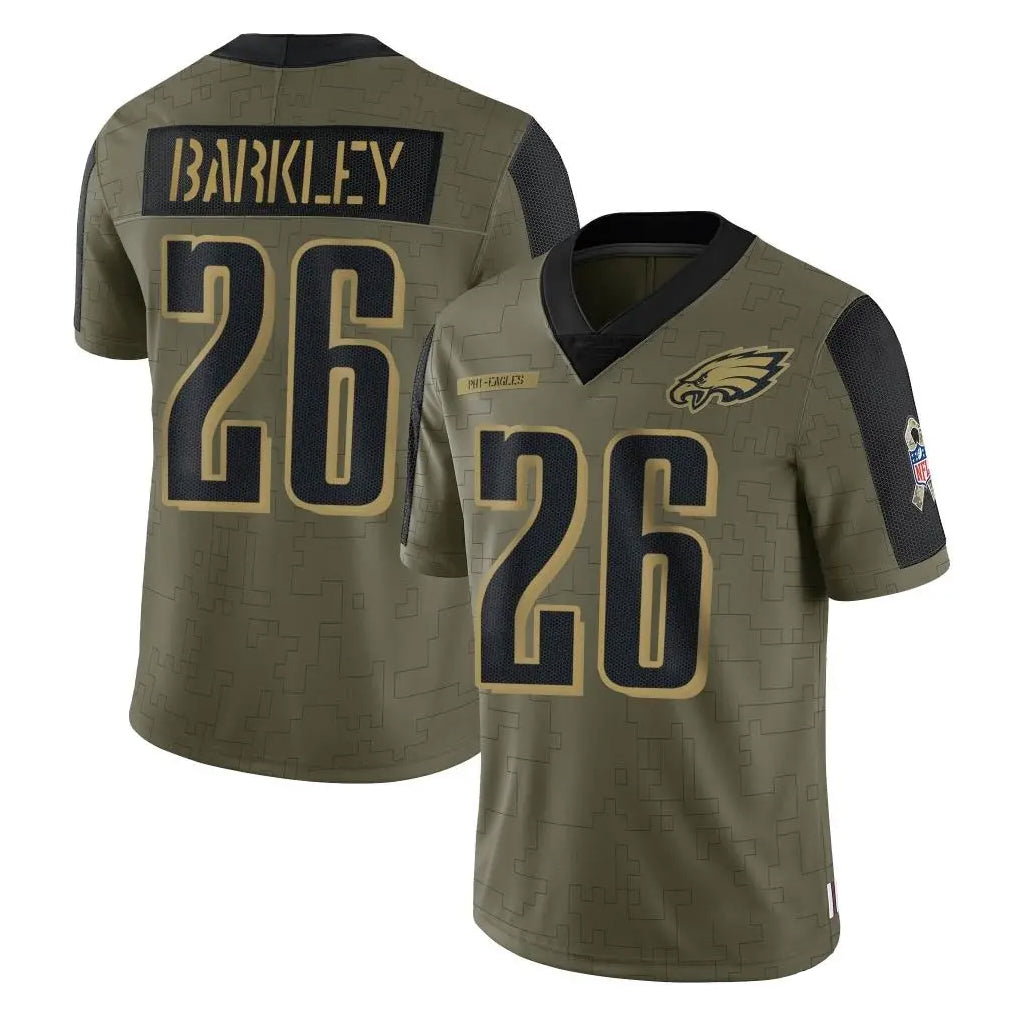 Pouc P.Eagles #26 Saquon Barkley Player Olive Salute To Service Limited Game Stitched Jerseys