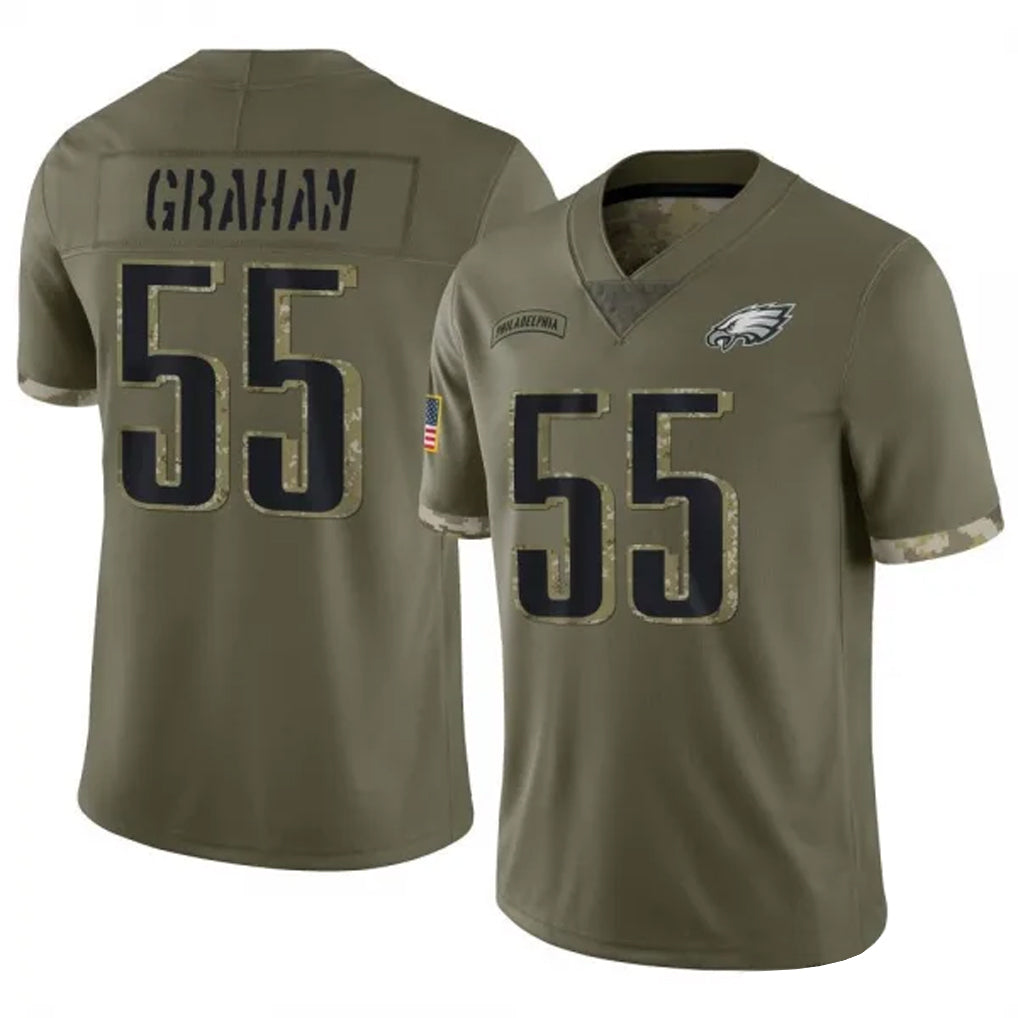 Pouc P.Eagles #55 Brandon Graham Player Salute To Service Olive Stitched Jerseys