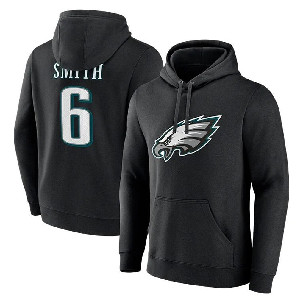 Pouc P.Eagles #6 DeVonta Smith Player Black Pullover Hoodies Home Game Stitched Jerseys