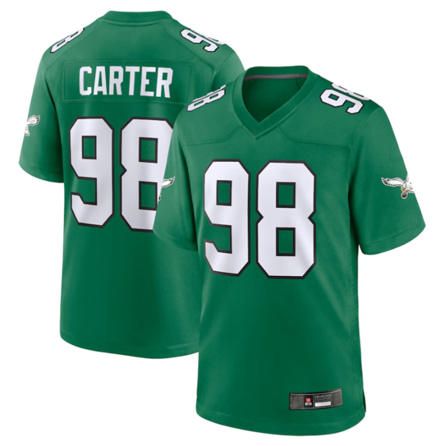 Pouc P.Eagles #98 Jalen Carter Green Alternate Game Jersey Stitched American Stitched Jersey