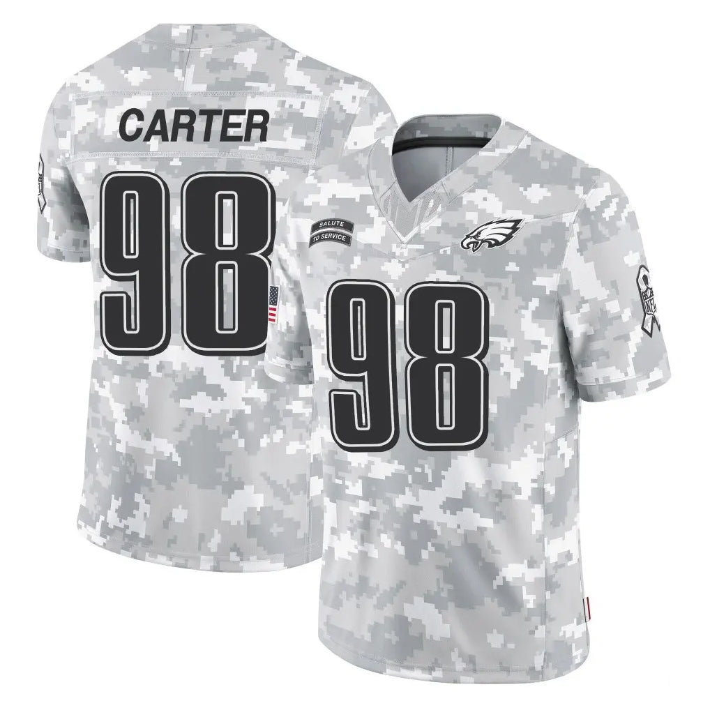Pouc P.Eagles #98 Jalen Carter Player Arctic Camo Salute to Service Limited Game Stitched Jerseys