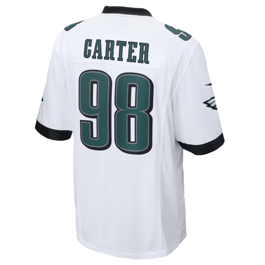 Pouc P.Eagles #98 Jalen Carter White Game Jersey Stitched American Stitched Jersey