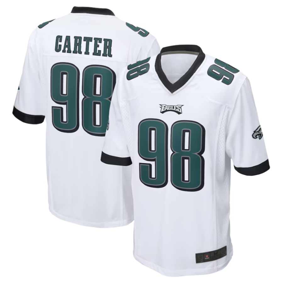 Pouc P.Eagles #98 Jalen Carter White Game Stitched American Stitched Jerseys