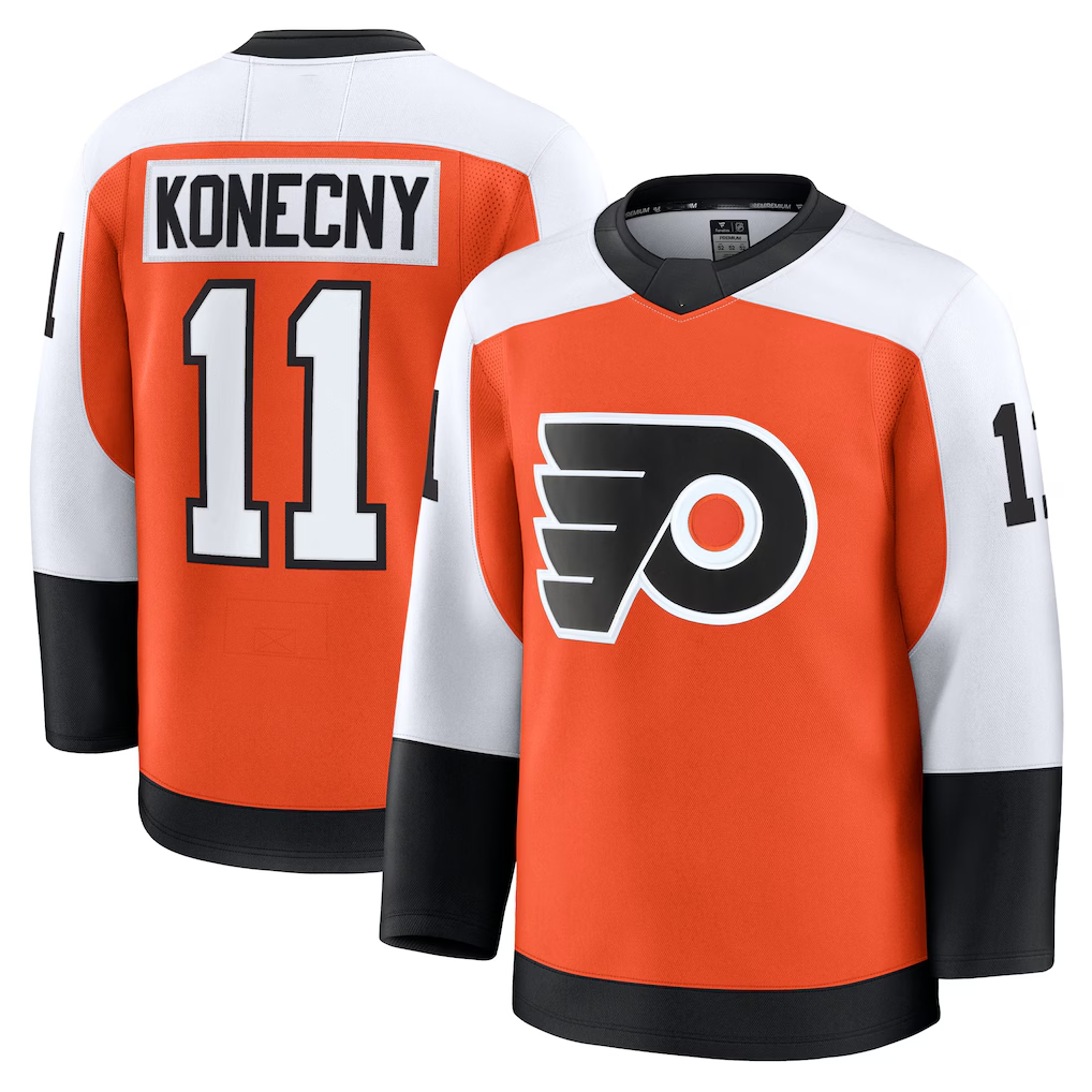 Pouc P.Flyers #11 Travis Konecny Burnt Orange Home Premium Jerseys