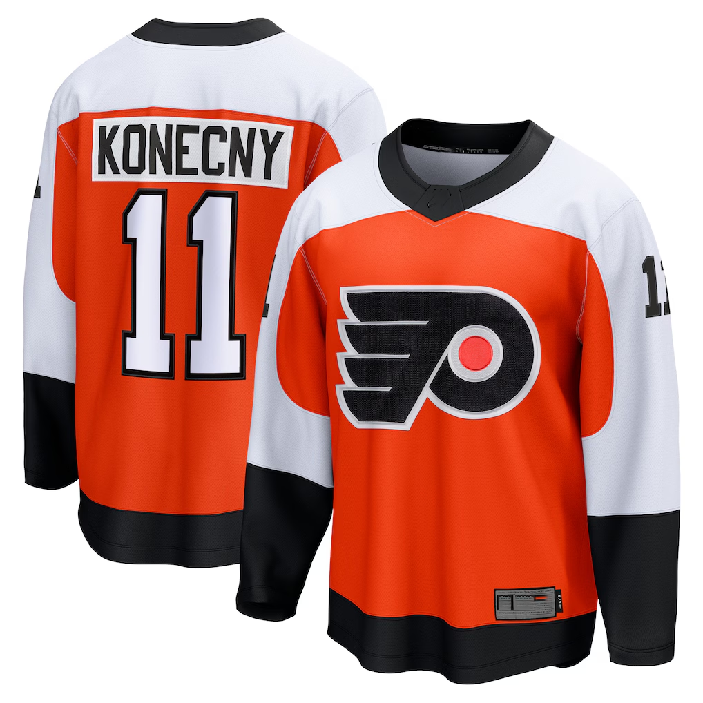 Pouc P.Flyers #11 Travis Konecny Orange Home Breakaway Jerseys