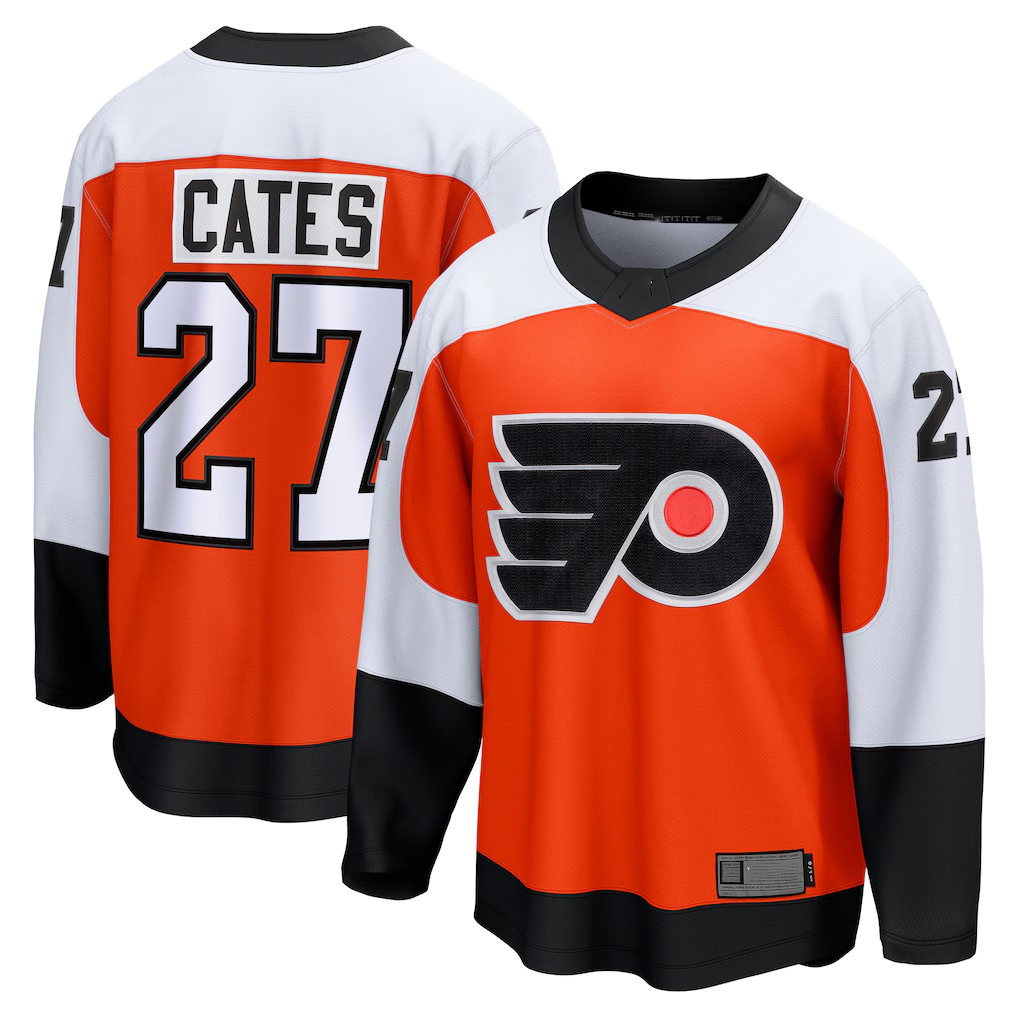 Pouc P.Flyers #27 Noah Cates Orange Home Breakaway Jerseys